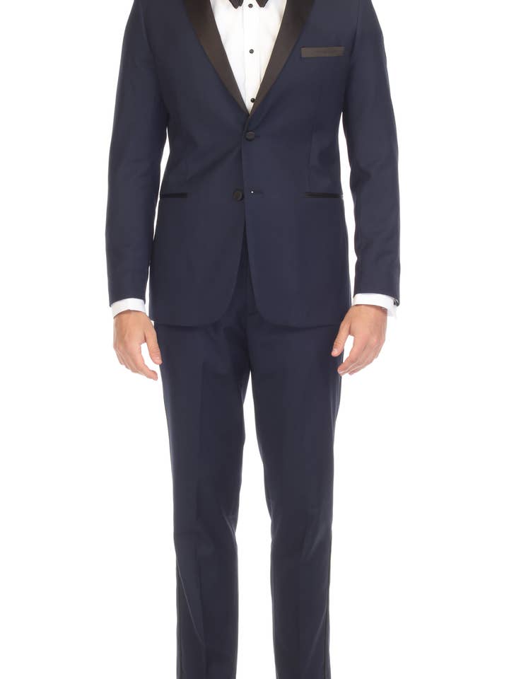 Bronson Navy Slim Fit Notch Lapel Tuxedo for wholesale by Ferrecci