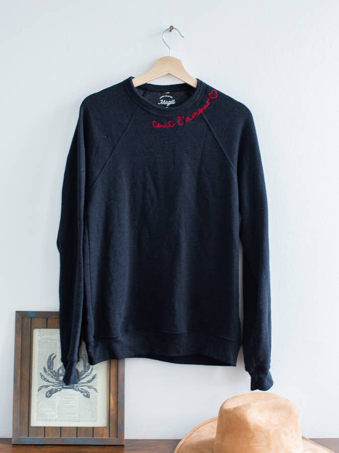 Embroidered Neckline Crewneck Sweatshirt Custom Embroidery for wholesale by Magill