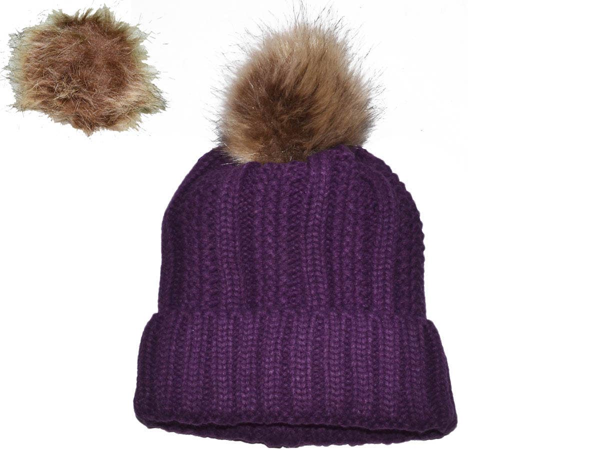 Buck Wholesale - Wholesale Beanie - Women's - Winter Beanie with Removable Raccoon Fur Pom-Pom5