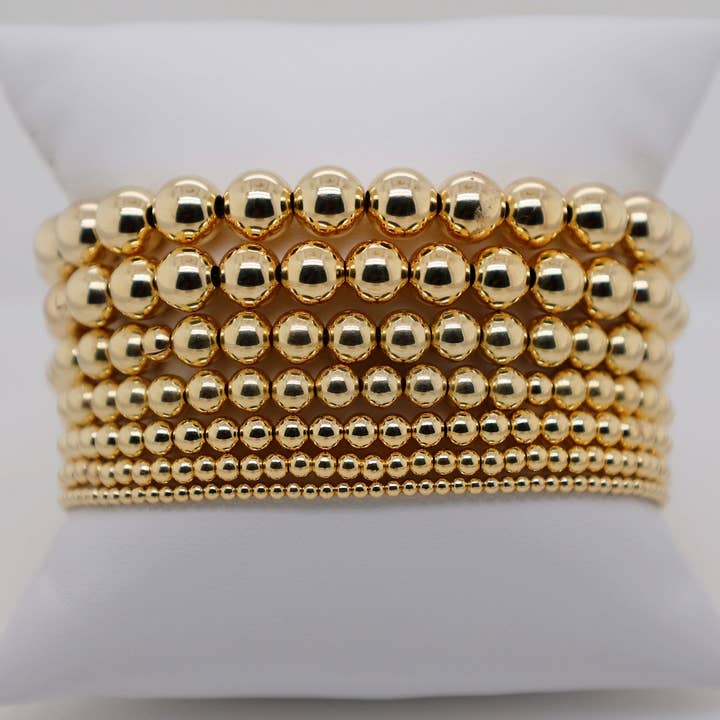 bara boheme - Wholesale Beaded Bracelet - 7mm | Stretchy Anti-Tarnish 14K Gold Filled Bracelet