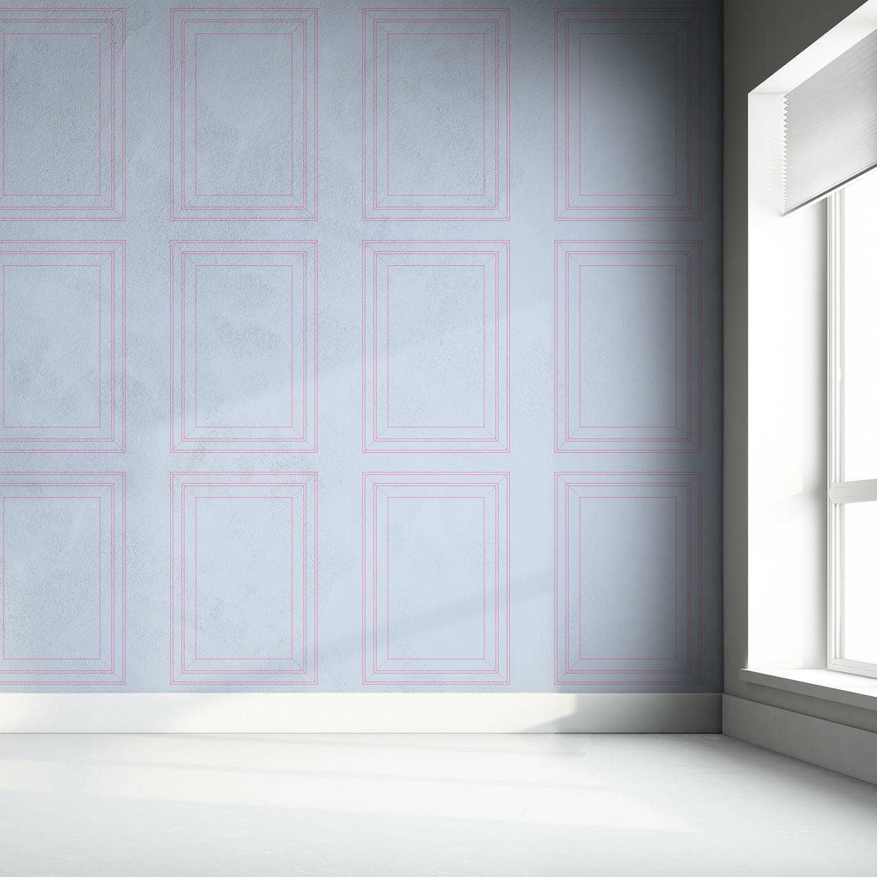 Mineheart - Wholesale Wallpaper - Light Blue & Pink Panel Outline Wallpaper2