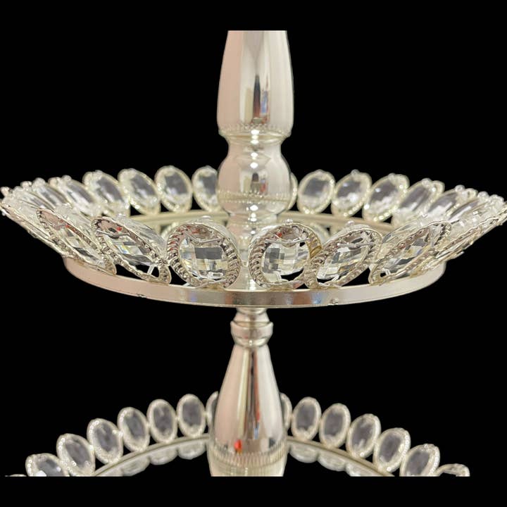Decor N Beyond - Wholesale Cake Stand - Two Tier Mirror Top High Tea Cake Stand7