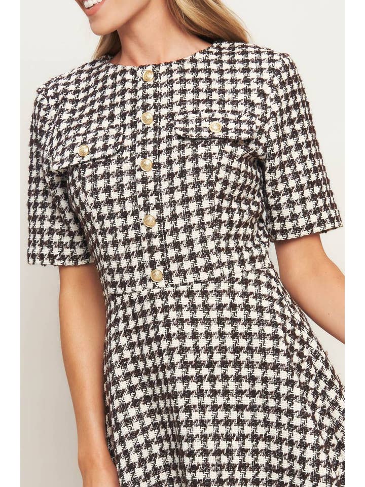 IVORY BROWN A tweed mini dress - ID21641-T for wholesale on Faire5