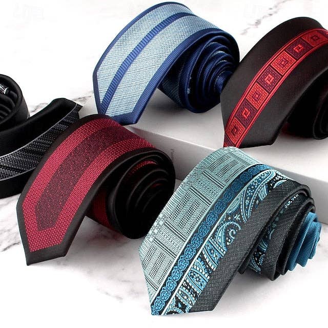 Ecovear - Wholesale Necktie – Men’s - Men's Neckties Fashion Formal Splice Color Block Wedding Party Daily Wear6