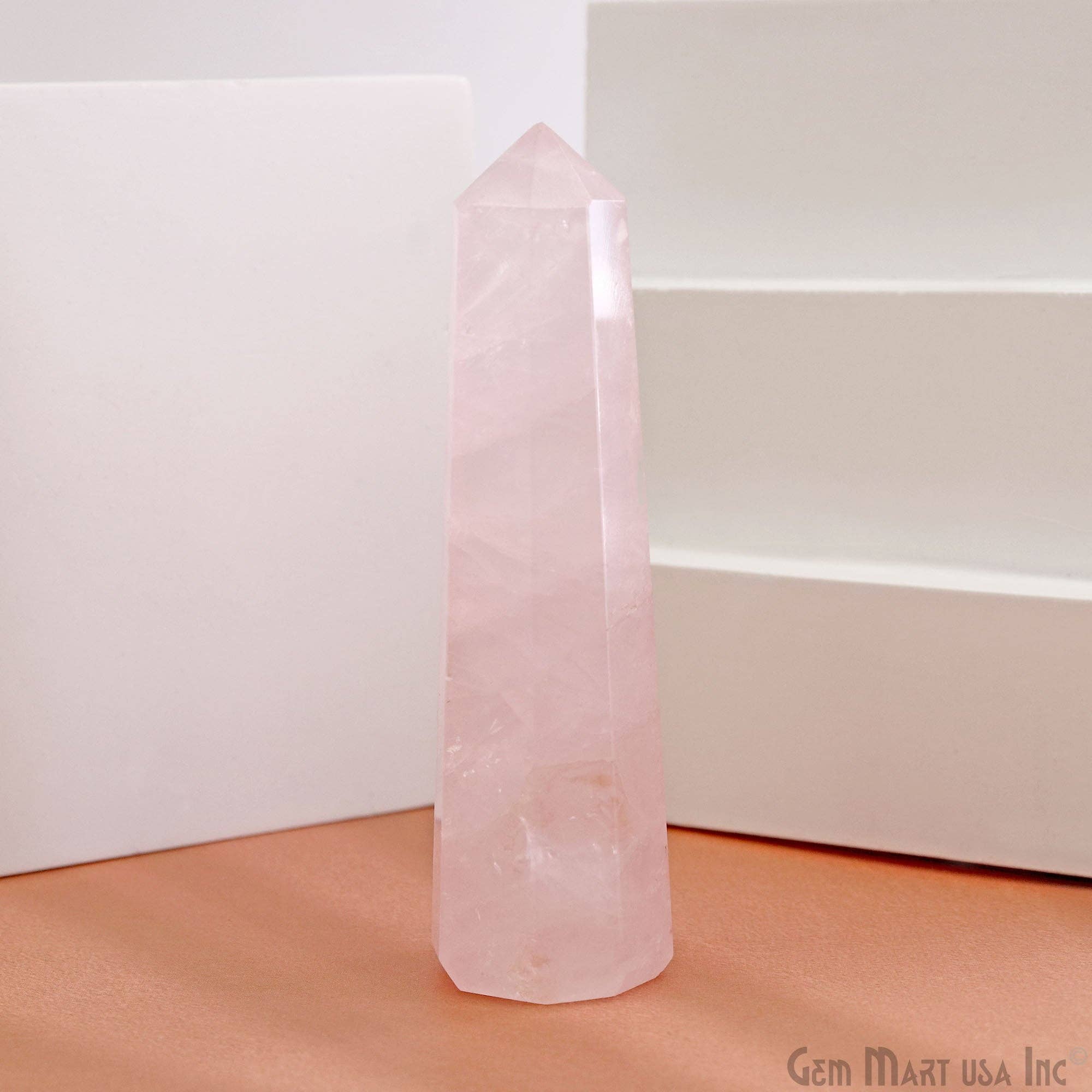 GemMartUSA - Vente Pierre et cristal de spiritualité - Tour de cristal géante en quartz rose, 2 à 3 pouces4