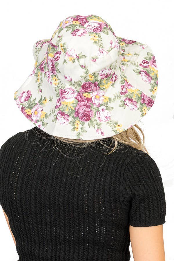 Cap Zone - Venta al por mayor Gorro estilo pescador - Mujer - Sombrero para el sol de ambos lados de ala grande estilo cubo diseño floral