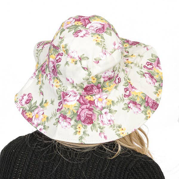 Cap Zone - Venta al por mayor Gorro estilo pescador - Mujer - Sombrero para el sol de ambos lados de ala grande estilo cubo diseño floral0