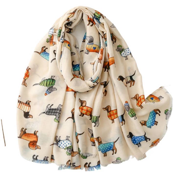 Funkyrel® Atzbranding Limited - Wholesale Scarf - Women's - Scarvii - Cartoon Dog Pattern Fall/Winter Scarf