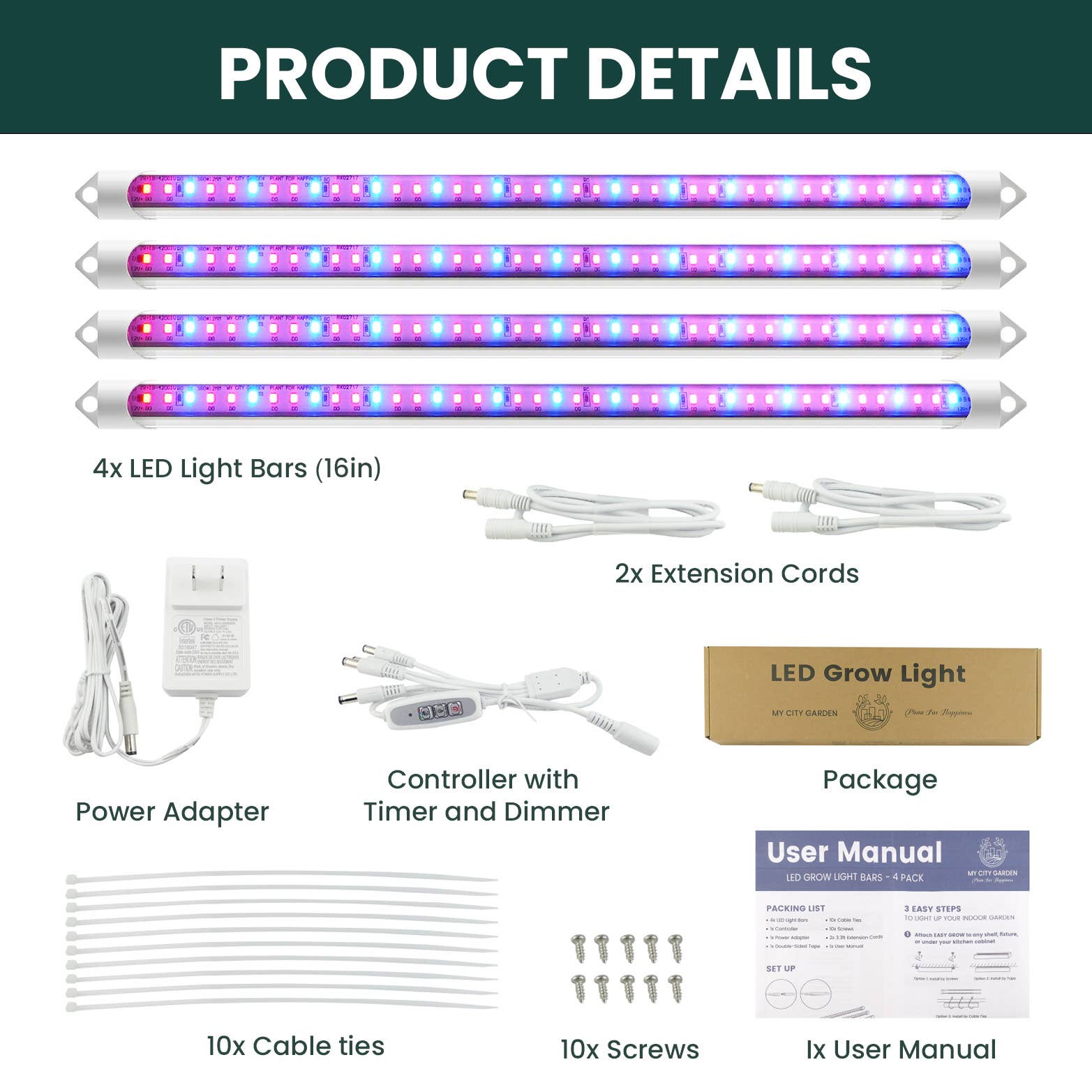 MY CITY GARDEN - Venta al por mayor Herramientas de jardín - Barras de luz LED para semillas e hidroponía4