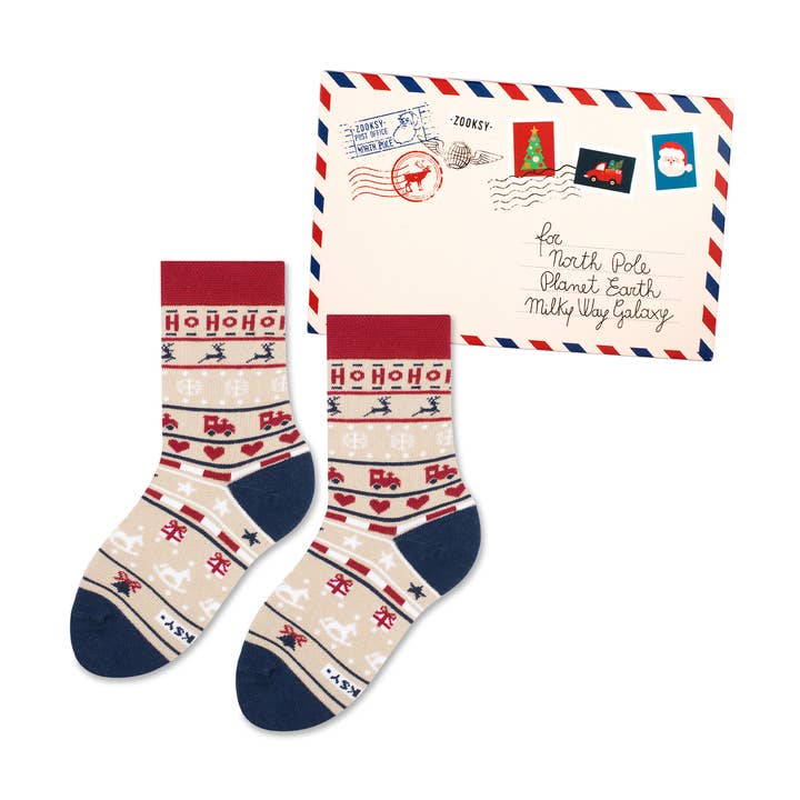 Kids Christmas Socks – Christmas Letter – Sizes 24–29/30–35 for wholesale by ZOOKSY SOCKS