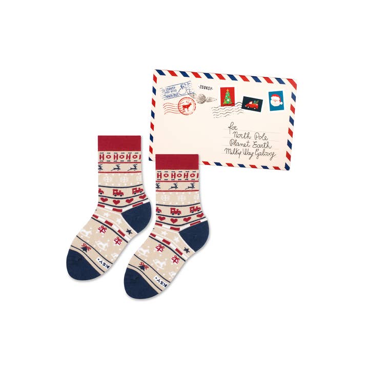Kids Christmas Socks – Christmas Letter – Sizes 24–29/30–35 for wholesale by ZOOKSY SOCKS