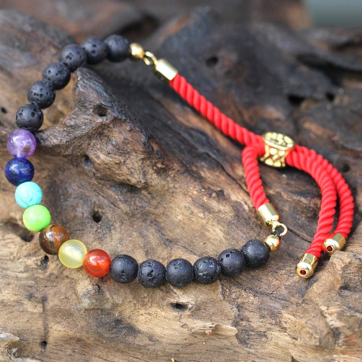 AWGifts Europe - Wholesale Beaded Bracelet - 18K Gold Plated Gemstone Royal String Bracelet - Lava Stone3