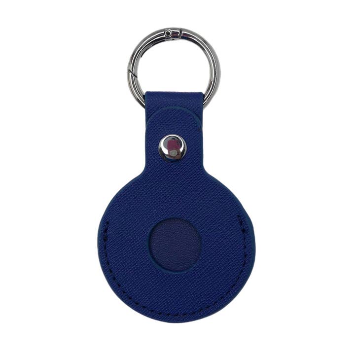 Oriana Lamarca Designs – wholesale Keychain – Unisex – Blue Saffiano Leather Apple Air Tag Cover1