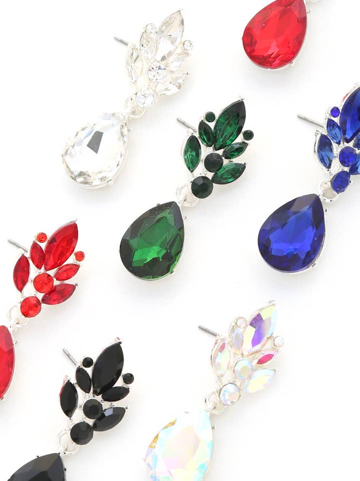 TEARDROP MARQUISE RHINESTONE DANGLE EARRING E-6634-EN for wholesale by anbfashion