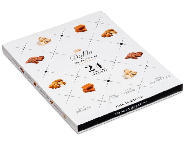 Dolfin – Engroshandel Chokoladeæsk – Dolfin 24 neapolitanere ”Gourmet Péchés” – chokolader med fire syndige smagsvarianter1