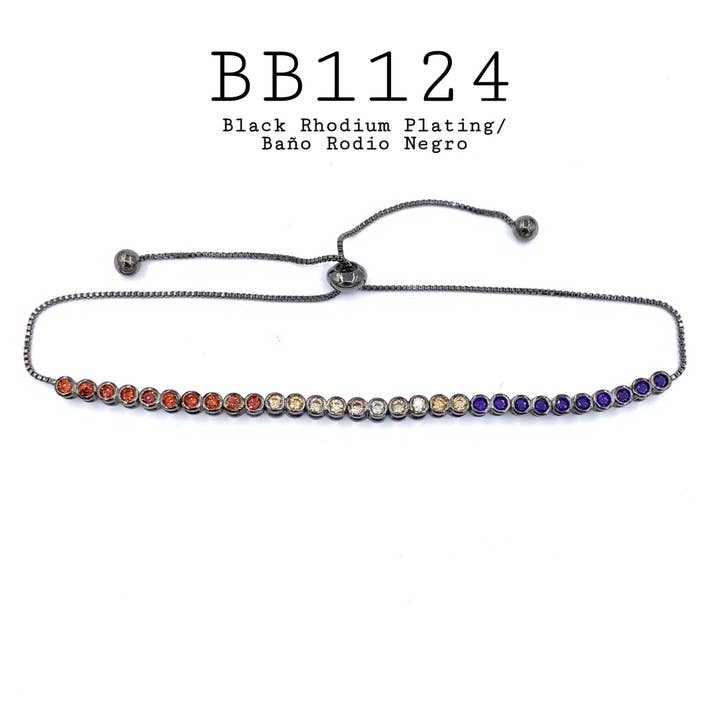 Brazalete multicolor de latón con cierre ajustable de tenis con circonita para venta al por mayor de Nisso & Co. NYC Jewelry Wholesale