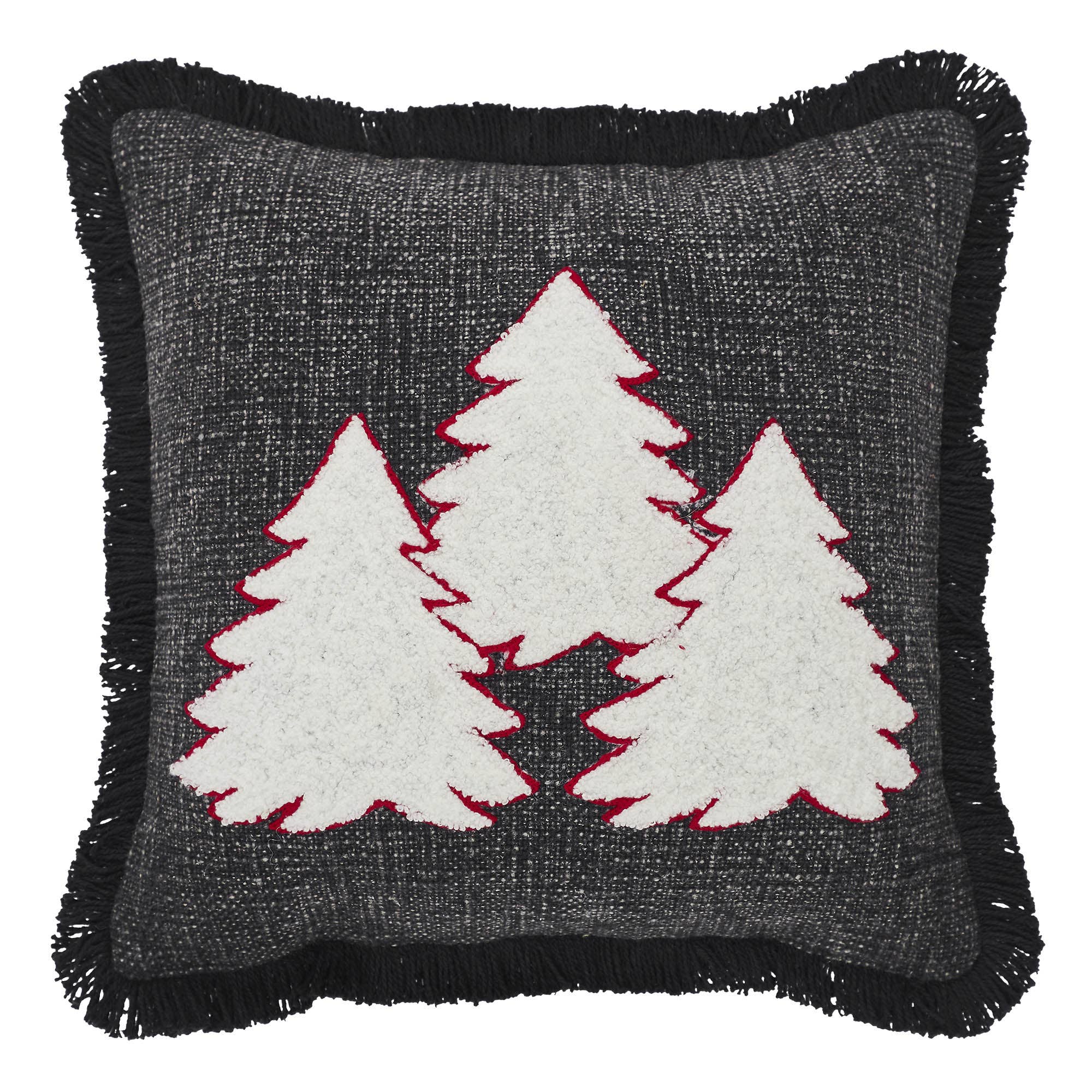 VHC Brands - Wholesale Throw/Decorative Pillow - 3 Christmas Trees Black Woven Pillow 12x121