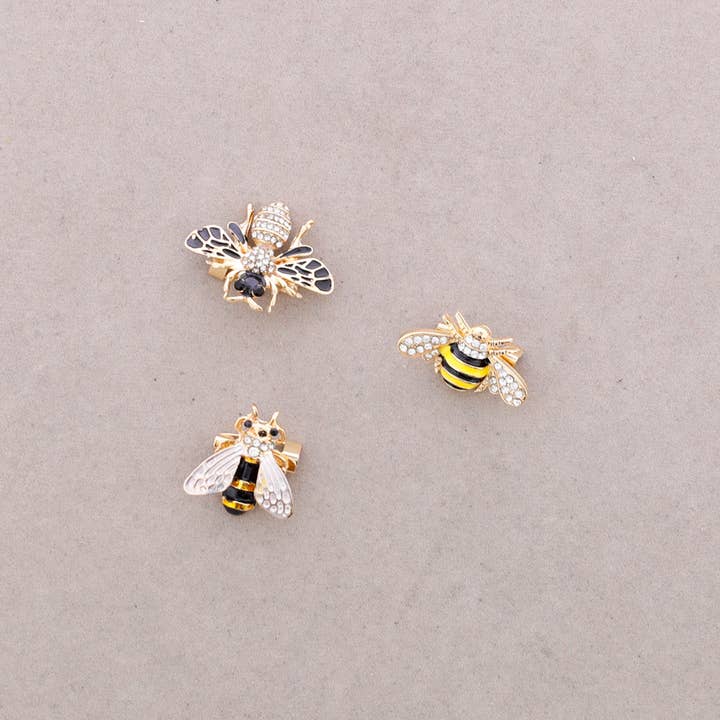 Assorted Color Triple Insect Metal Brooch Set with Crystals for wholesale on Faire3