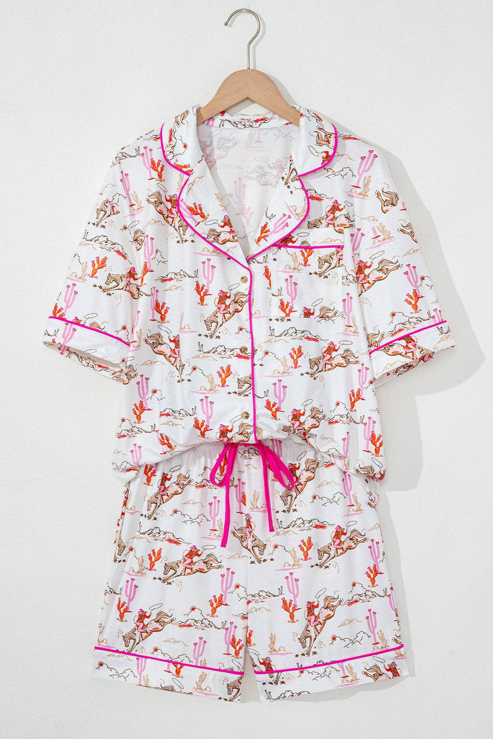 Blanco Conjunto de pijama de camiseta y pantalones cortos de vaquera de venta al por mayor en Faire5