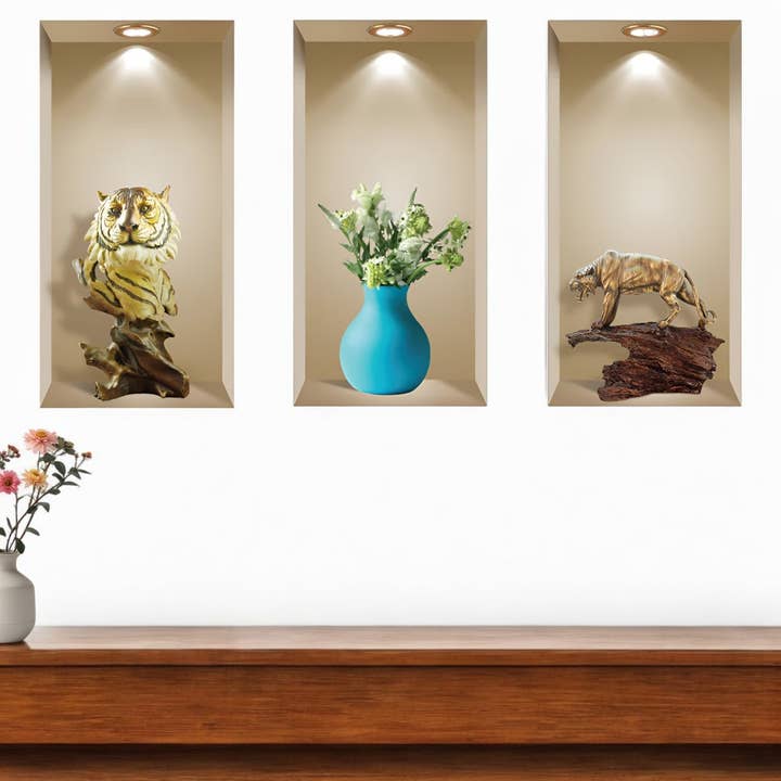 HomeRoots - Wholesale Wall Decal/Stickers - Set of Three Aba Faux Niche 3D Peel and Stick Wall Decals