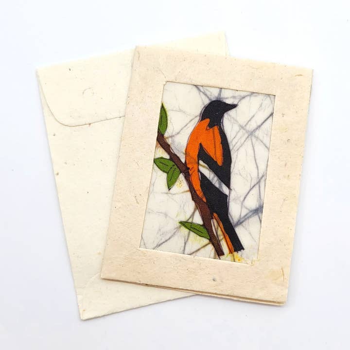 Batik Oriole Mini Card for wholesale by Eclectic Woodchuck