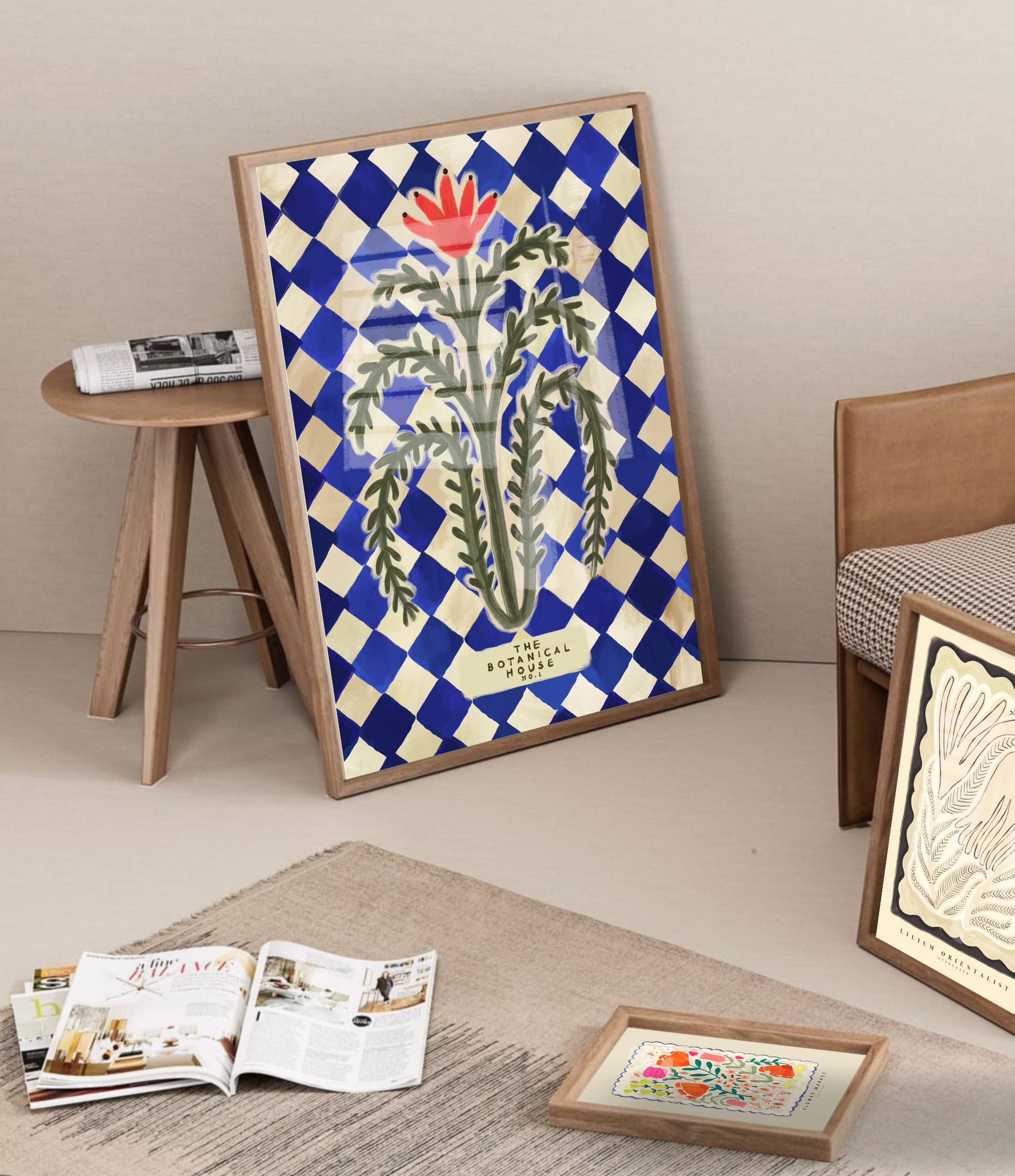 Kate Fox Design - Wholesale Kunstprint - Botanische huis kunstafdruk, neutrale print, handgetekend, eigenzinnig1