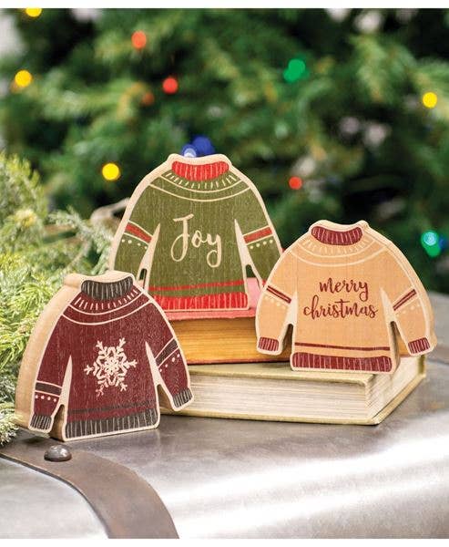 Col House Designs - Wholesale Christmas Decoration - Christmas Sweater Chunky Sitter, 3 Assorted1