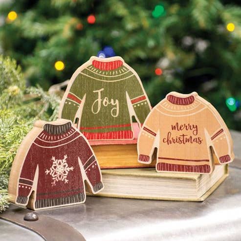 Col House Designs - Wholesale Christmas Decoration - Christmas Sweater Chunky Sitter, 3 Assorted1