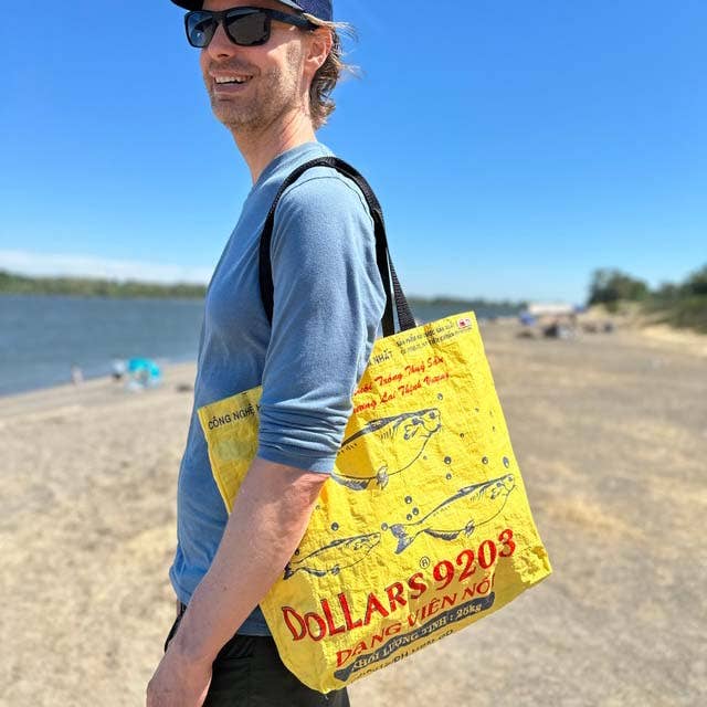 Malia Designs - Wholesale Tote Bag - Unisex - Yellow Recycled Shopping Tote - Super Beach Bag3