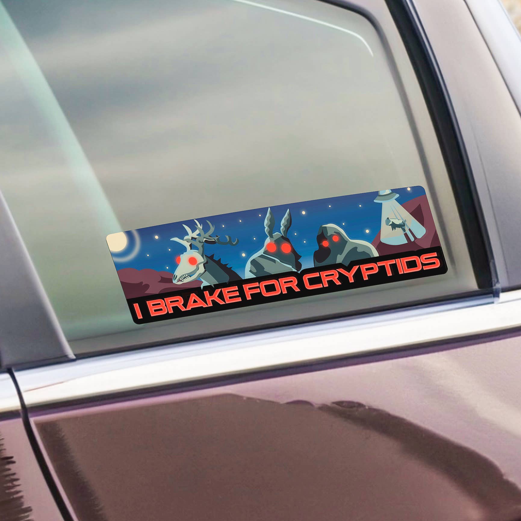 Big Moods - Wholesale Sticker - I Brake For Cryptids Bumper Sticker - Large2