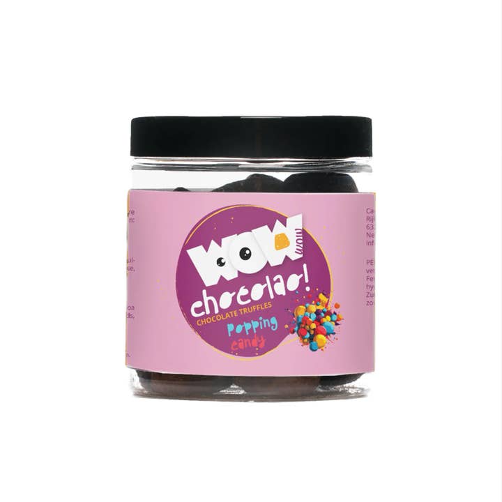 Popping Candy Chocolate Truffles - Kidz edition - Gifting jar 130g for wholesale by WOW Chocolao! - UK Warehouse