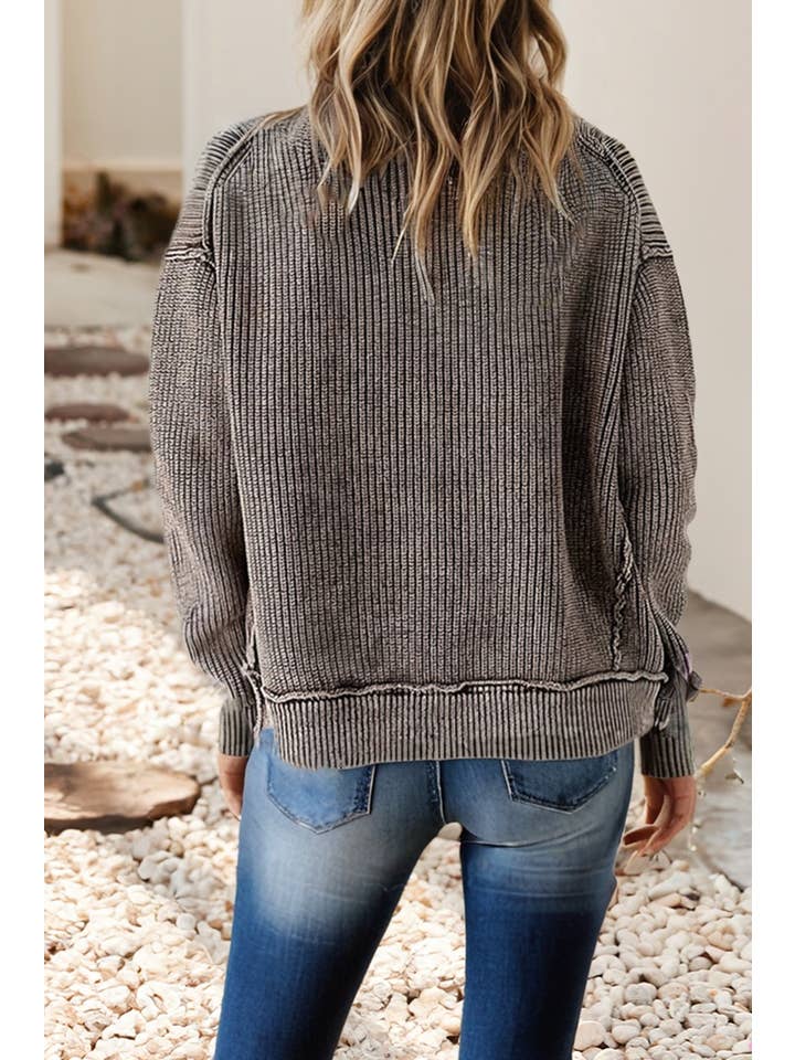 Little Daisy Closet - Wholesale Cardigan - Women's - LDC Wash Exposed Seam Patchwork Knit Open Sweater Cardigan3