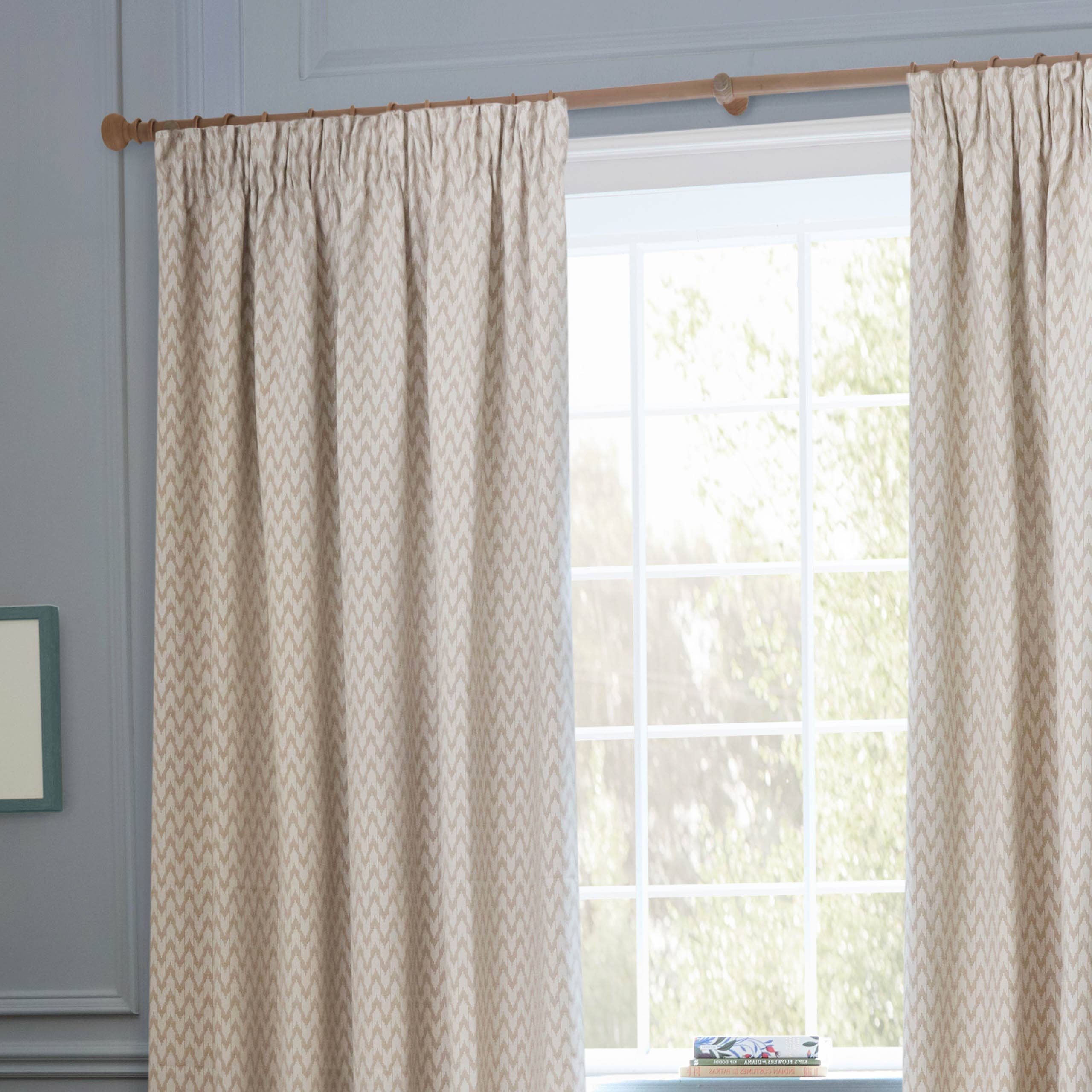 Hutton Jacquard Pencil Pleat Curtains Linen for wholesale on Faire2