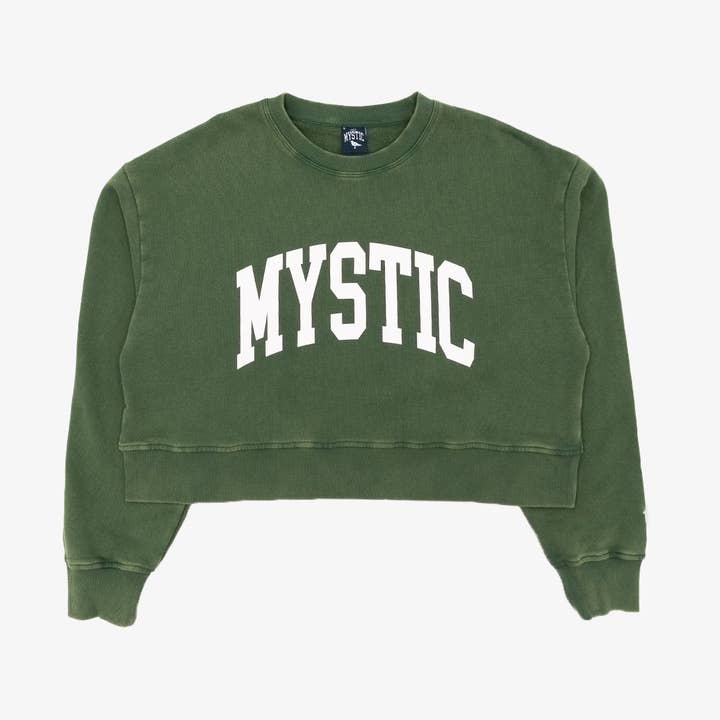 Mystic Crop Crewneck in Washed Green for wholesale by The Just Brand