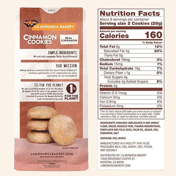 La Monarca Bakery - Wholesale Cookie - Mexican Cinnamon Cookies (Hojarascas) 6 oz Bag1