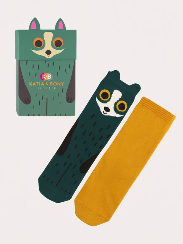 Boys’ Raccoon Boxed Socks 2-Pack for wholesale by Elly+Lune