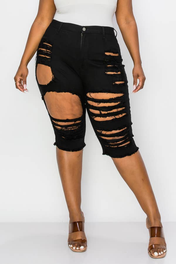 The Map Jeans - Wholesale Shorts - Women's - Curvy Plus-Size Bermuda Jean Shorts 5006P4