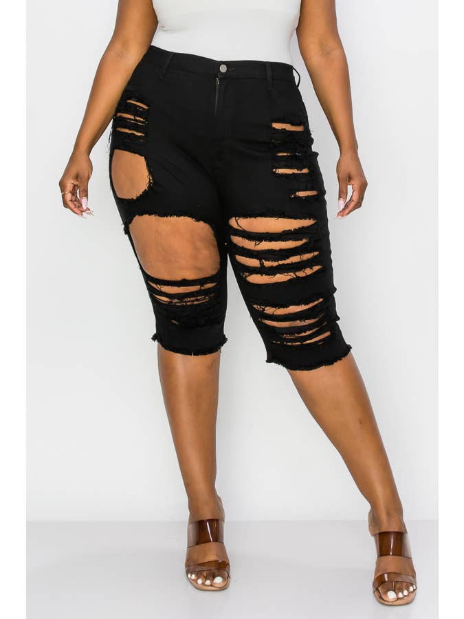 The Map Jeans - Wholesale Shorts - Women's - Curvy Plus-Size Bermuda Jean Shorts 5006P4