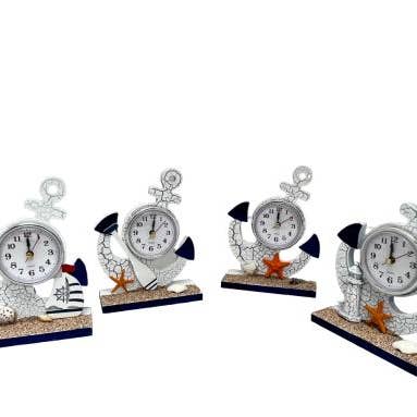 Blue Harbour Table Top Clock Anchor Shape Asst. 4 With -105 for wholesale by International Gifts Ltd.
