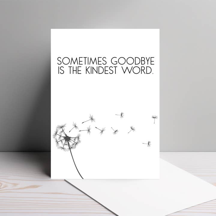 Goodbye Is the Kindest Word | Minimalist Card for wholesale by By Megan