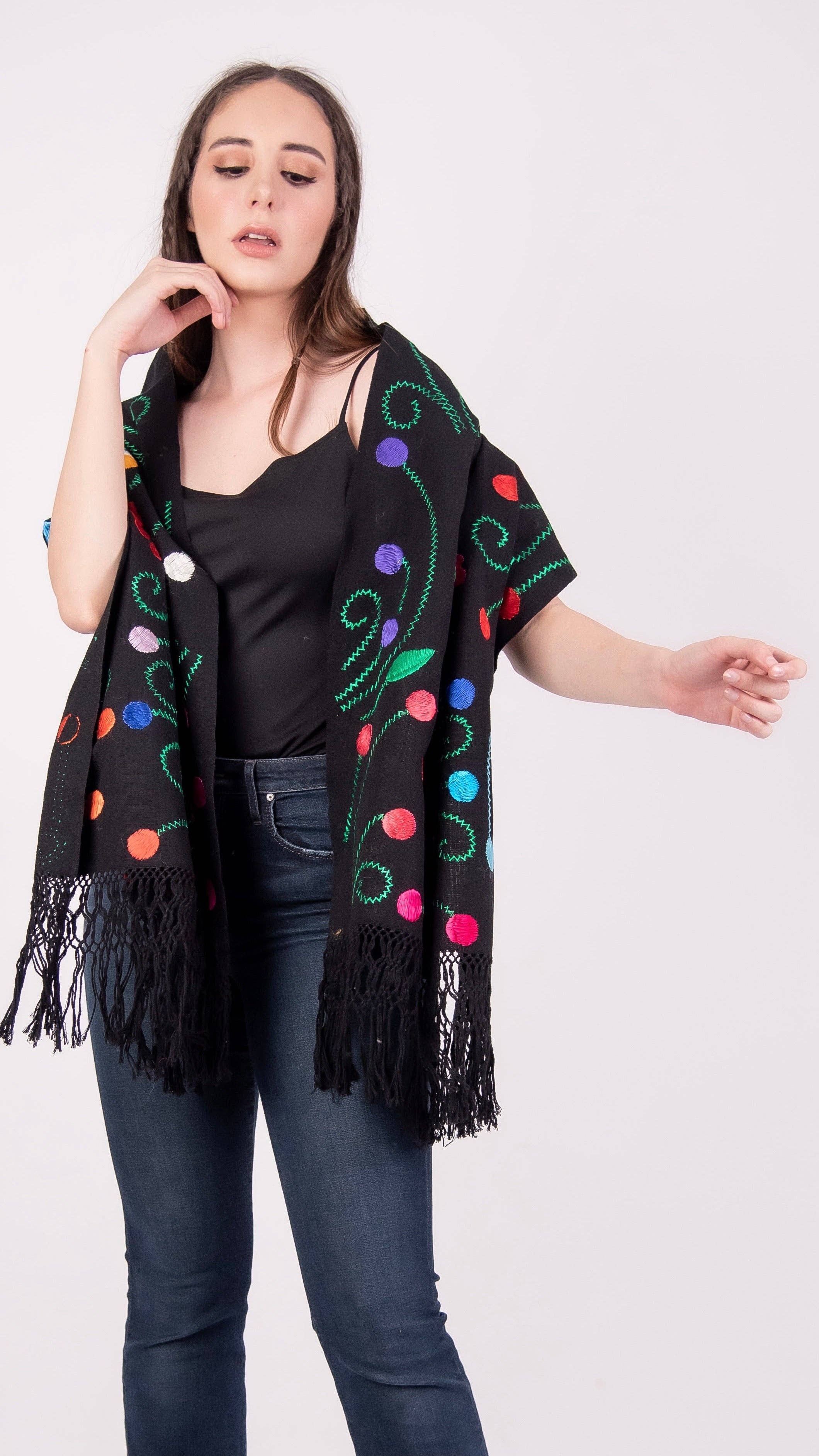 Cielito Lindo - Wholesale Wrap - Women's - Mexican Handmade Embroidered Shawl Chilapa11