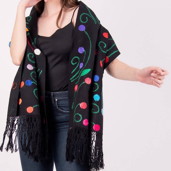 Cielito Lindo - Wholesale Wrap - Women's - Mexican Handmade Embroidered Shawl Chilapa11