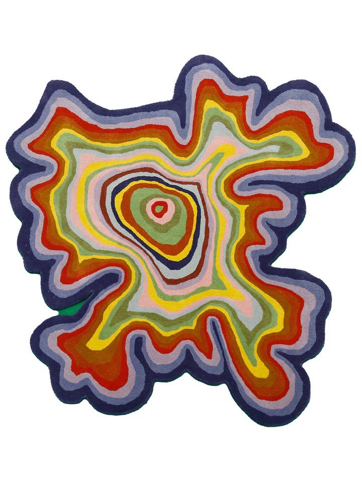 Modern Colorburst Ripple Hand Tufted 6x6 Wool Rug for wholesale by The Rug Decor, Inc.