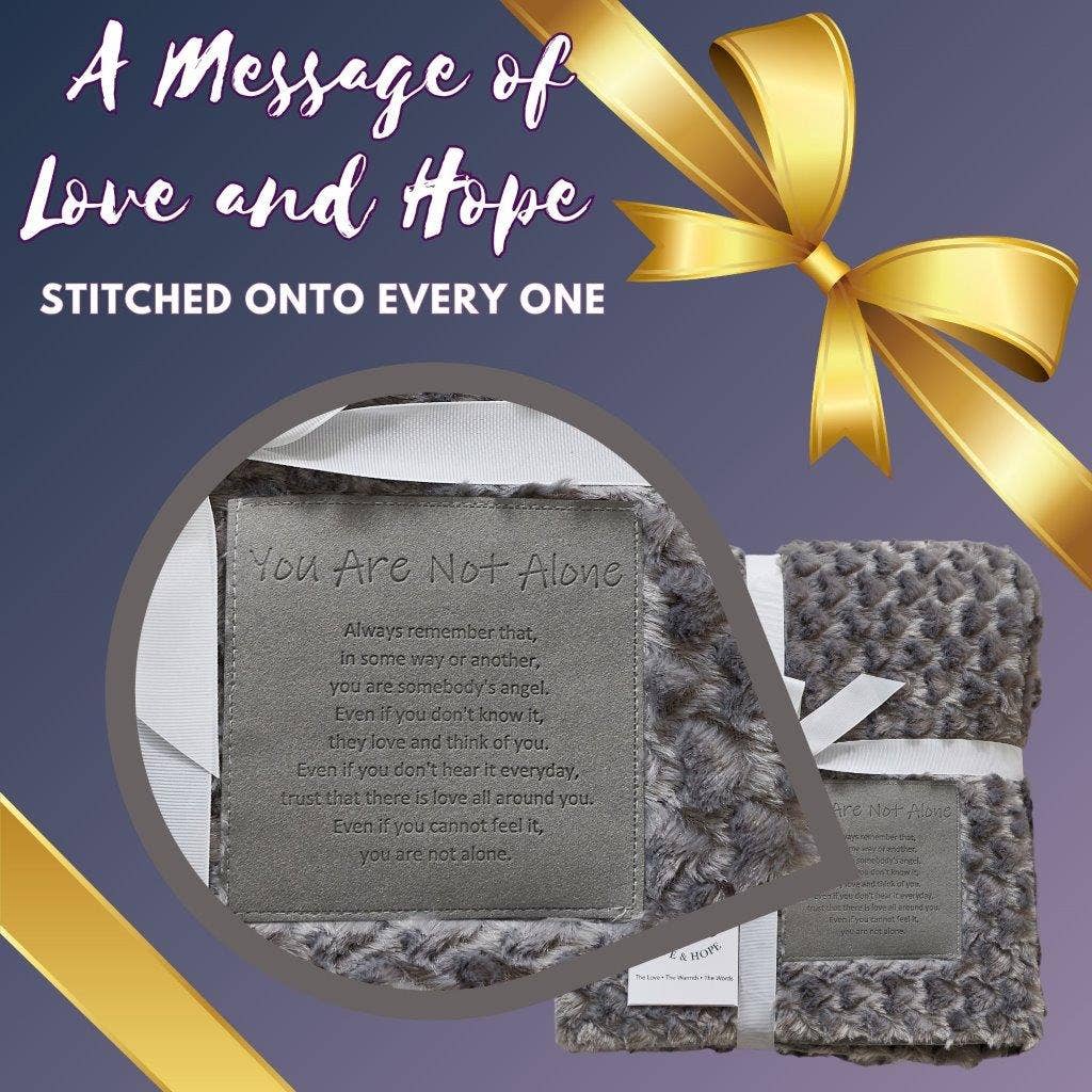 Duke Imports - Wholesale Throw Blanket - "You Are Not Alone" 1-Ply Faux Fur Patch Throw 50"x60"5