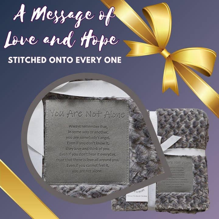 Duke Imports - Wholesale Throw Blanket - "You Are Not Alone" 1-Ply Faux Fur Patch Throw 50"x60"5