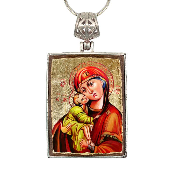Designocracy - Wholesale Pendant/Charm Necklace - Virgin Mary Square Silver Plated Pendant, 18" Necklace