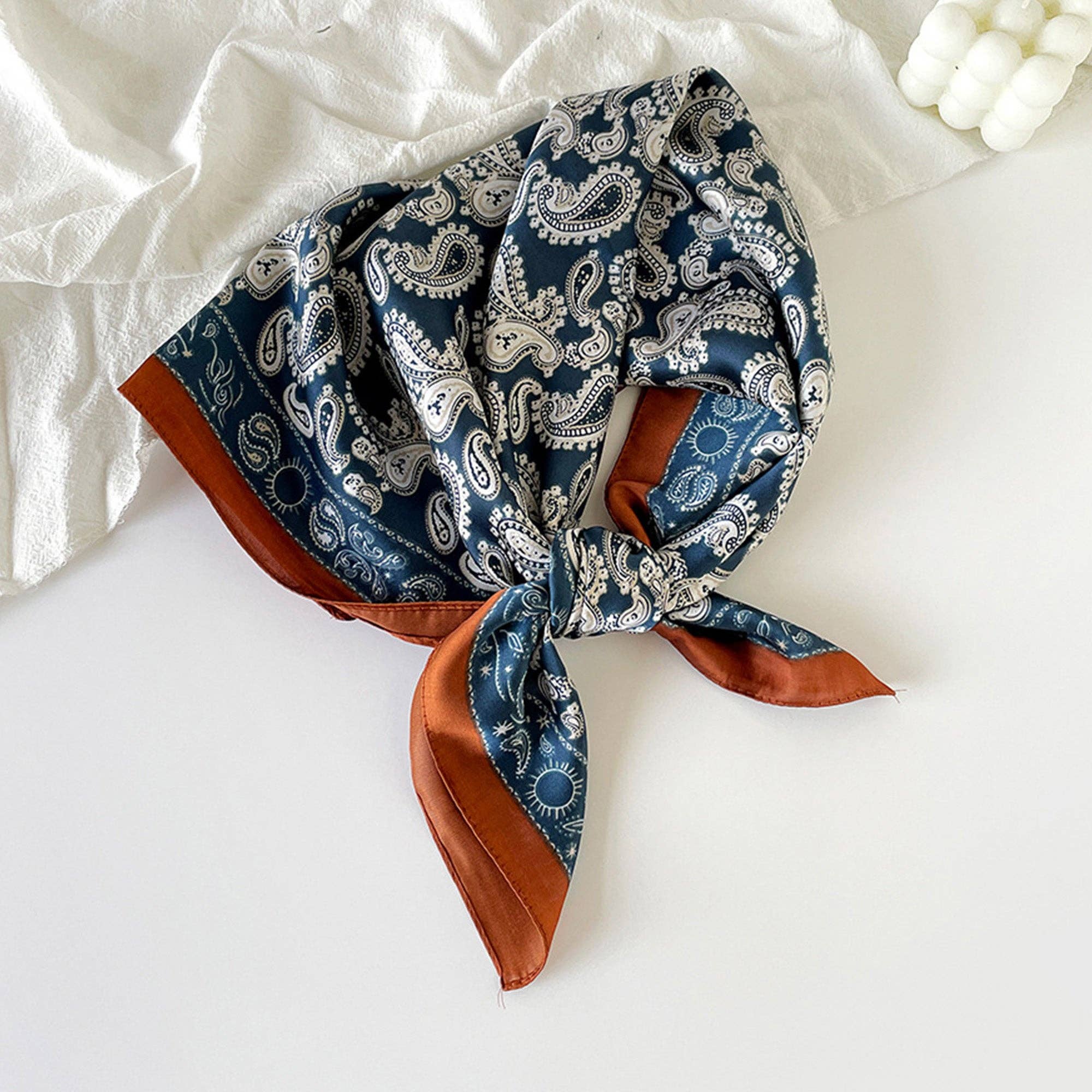 AK Brand - Wholesale Scarf - Women's - Satin Scarf Premium Cashew Print Square Print Neck Head Bag10