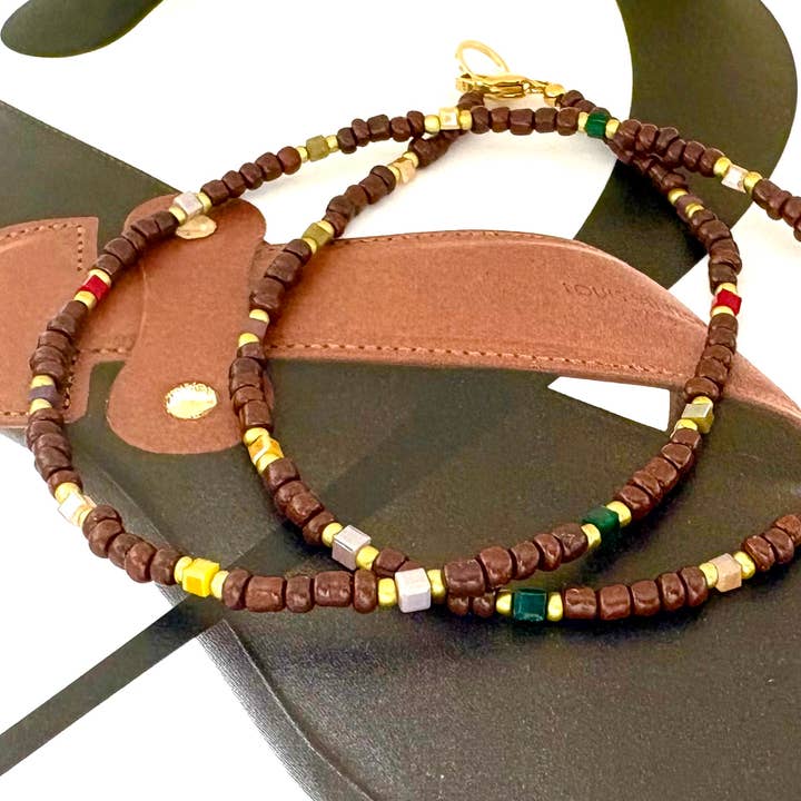 Brown necklace with crystal for wholesale by Chic Le Freak