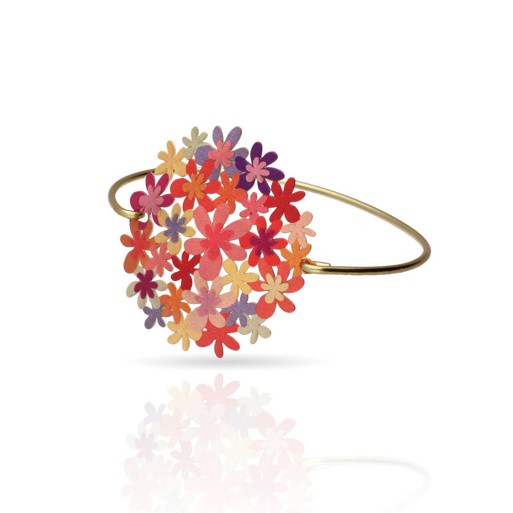 RAS - Wholesale Cuff Bracelet - Bouquet Orange Gold Plated Click Bracelet0