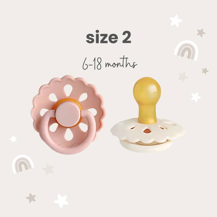 Natural Latex Pacifiers - Size 2 (6-18M) Blush & Cream for wholesale on Faire